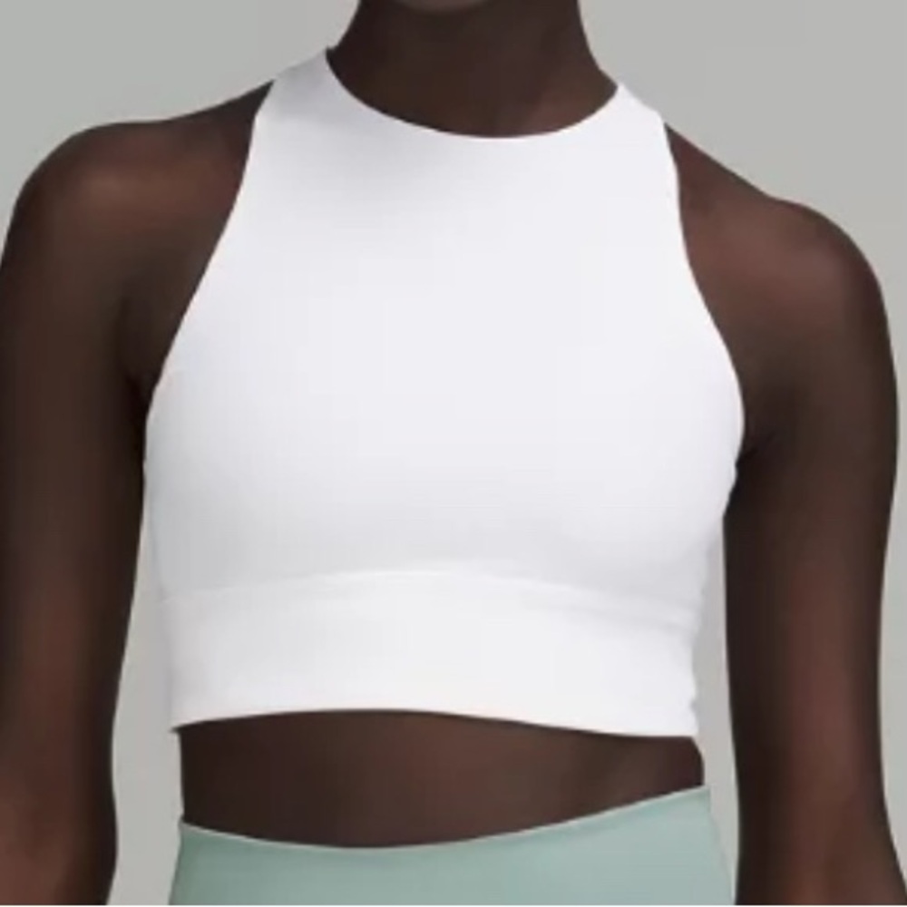 NWT • Lululemon • High-Neck Longline Bra Medium Support • B-D Cups• Size 4 White - Picture 2 of 5